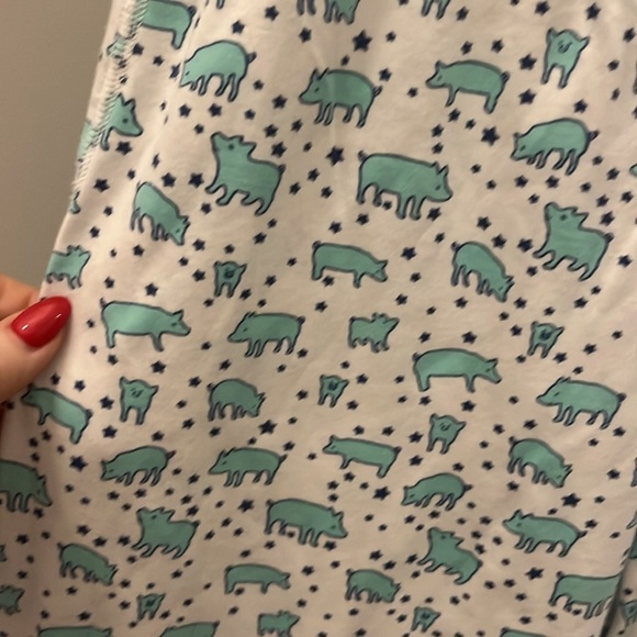 Roller Rabbit x Tommy’s Folly Pajamas Pigs Size Small Two-Piece Green & White - Picture 4 of 12